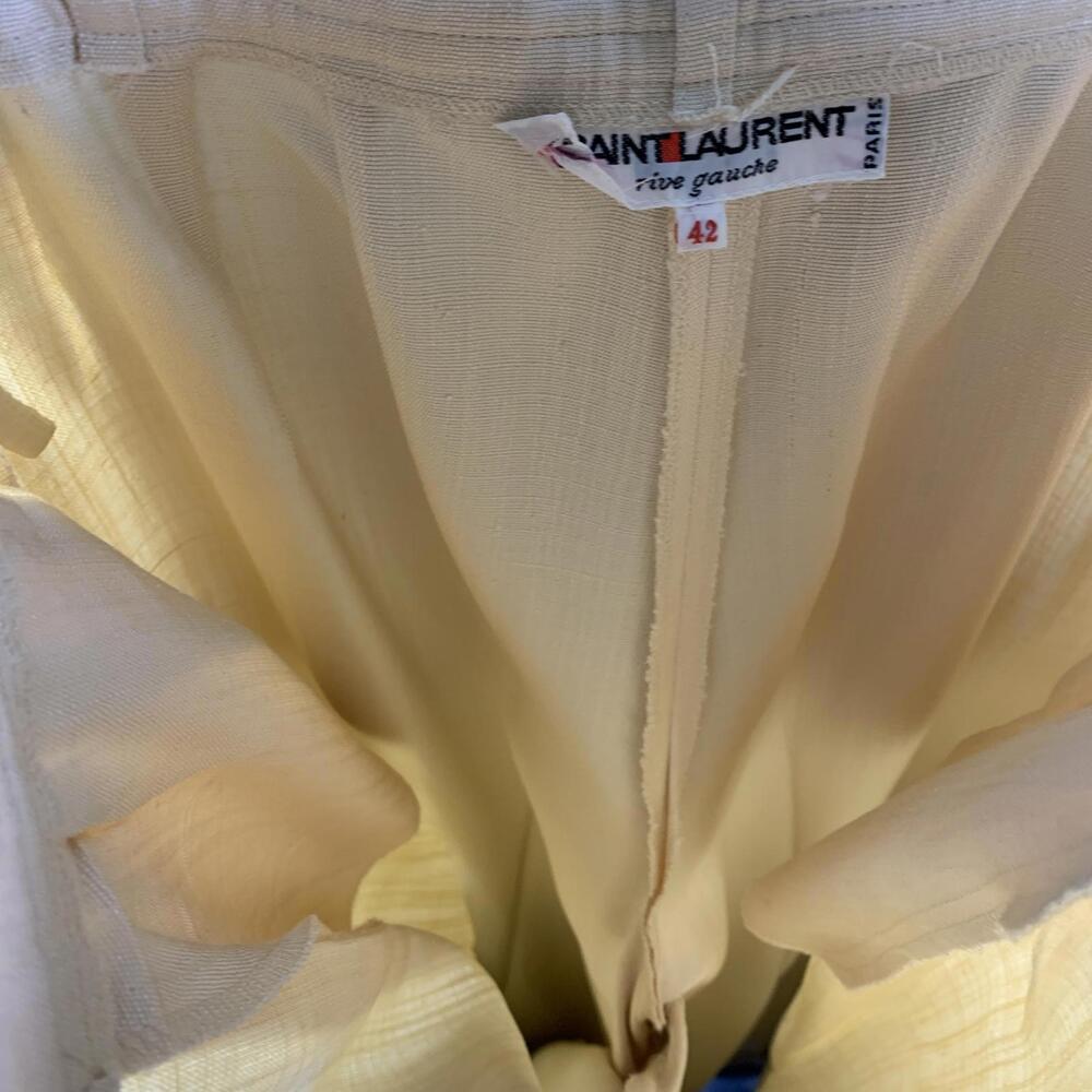 VTG 1970s Saint Laurent Rive Gauche Cream Linen Wide Trousers (717) - Picture 9 of 10